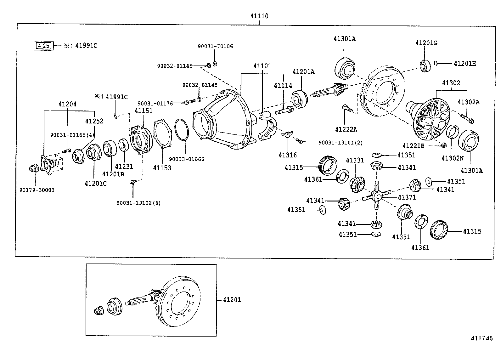 90031-19103 BOLT, NO.1 (FOR REAR DIFFERENTIAL CARRIER SET) product image