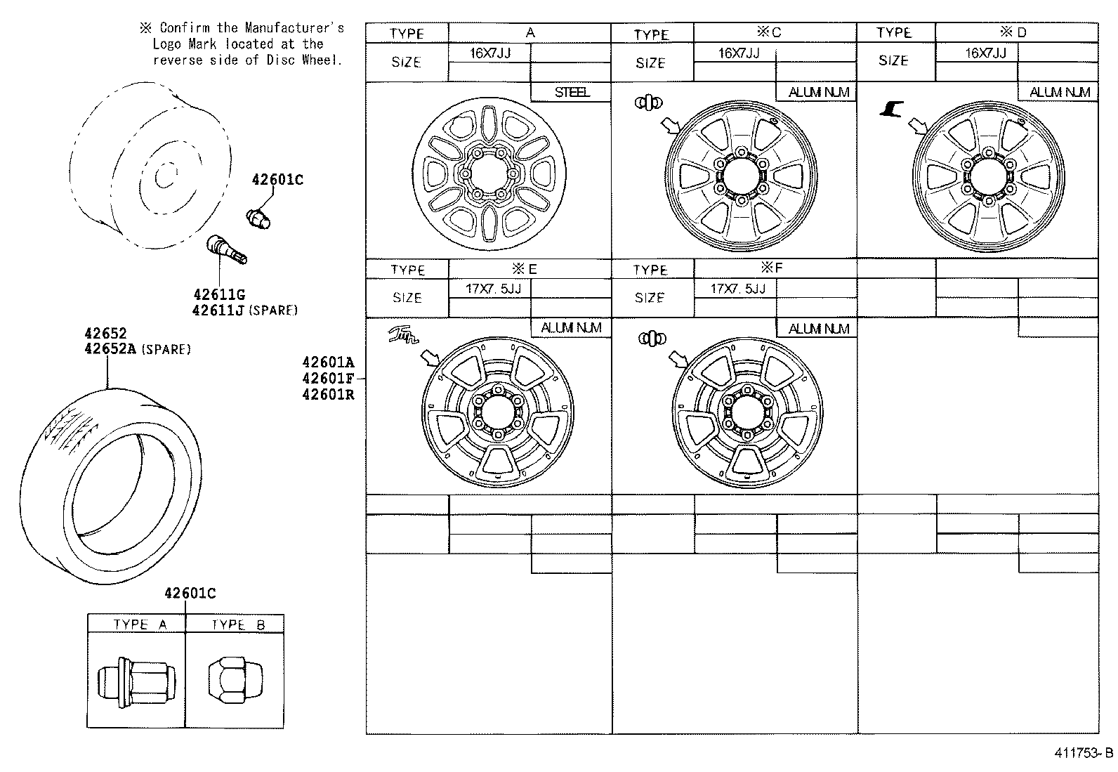 42611-35271 WHEEL, DISC (FOR SPARE) product image