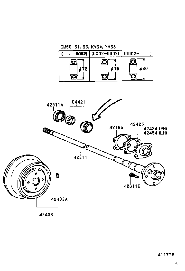42405-27010 RETAINER, REAR AXLE BEARING, OUTER, RH product image