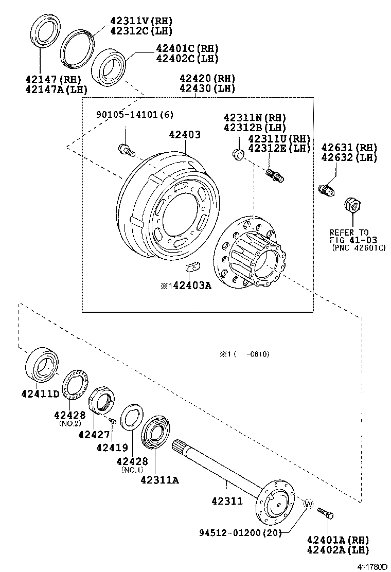 42402-37050 HUB, REAR AXLE, LH product image