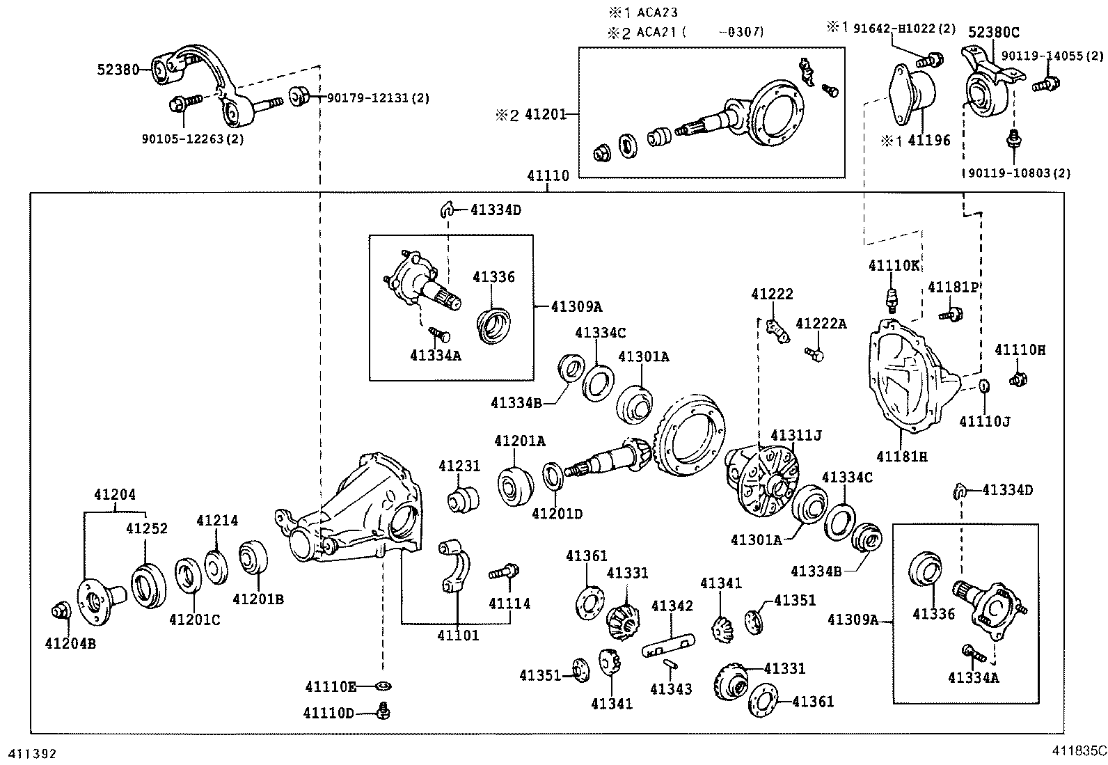Toyota 41309-42011 SHAFT SUB-ASSY, REAR DIFFERENTIAL SIDE GEAR