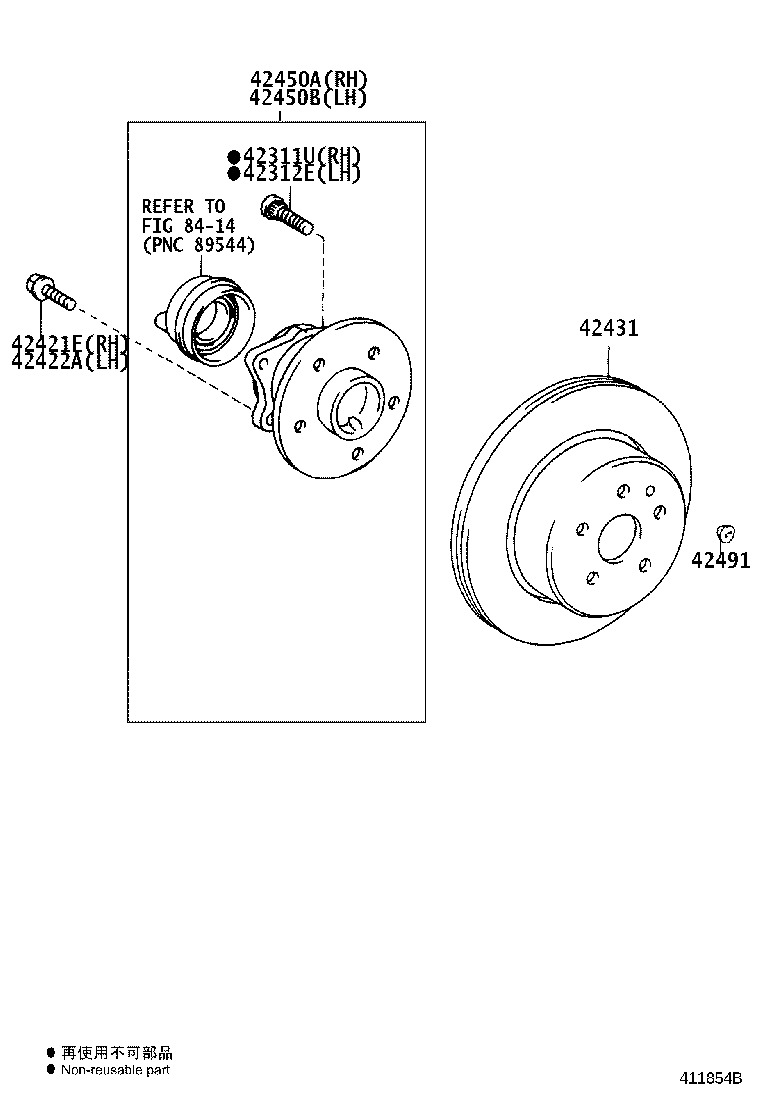 42450-47030 HUB & BEARING ASSY, REAR AXLE, RH product image