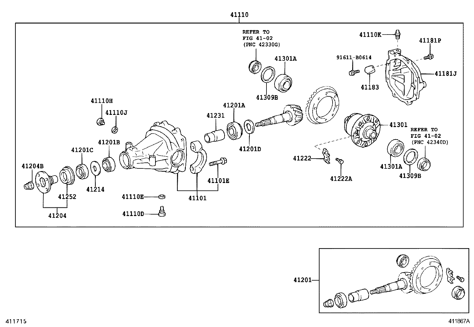 41110-48090 CARRIER ASSY, DIFFERENTIAL, REAR product image