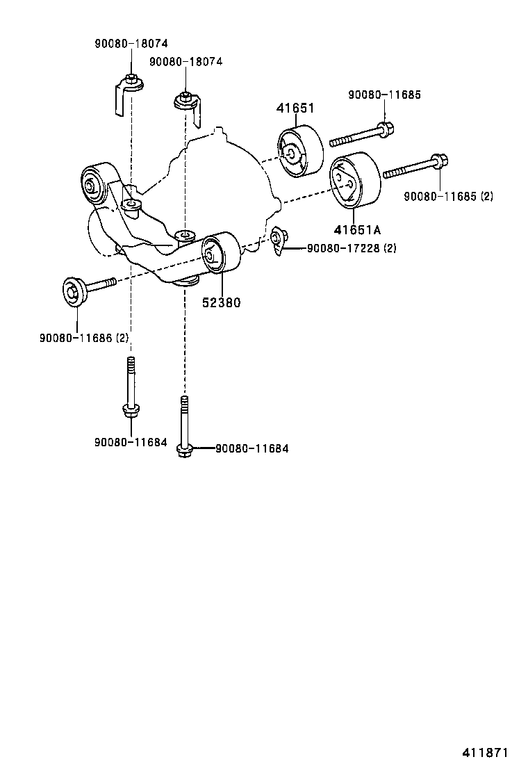 41651-0E030 CUSHION, REAR DIFFERENTIAL MOUNT, NO.2 product image