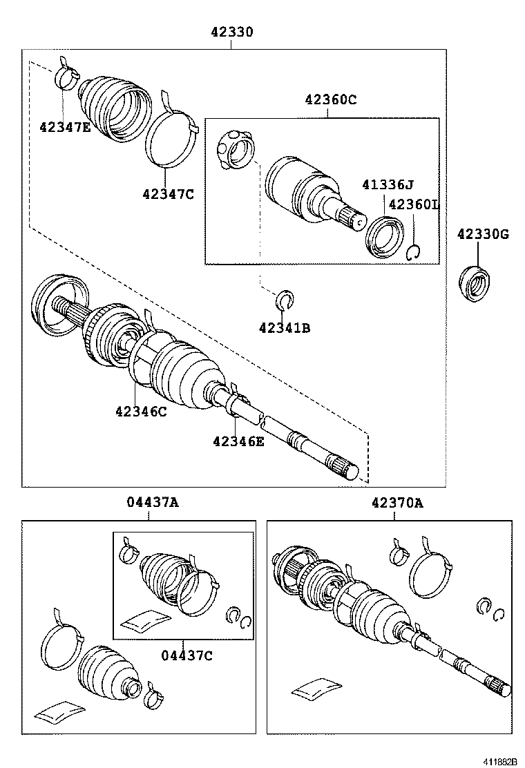 42340-32110 SHAFT ASSY, REAR DRIVE, RH product image