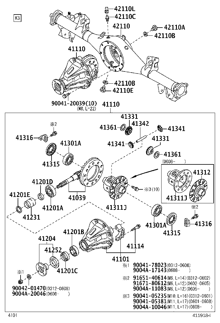 Toyota 41315-87503 NUT, REAR DIFFERENTIAL BEARING ADJUSTING