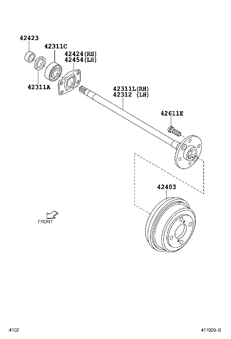 Toyota 42301-BZ060 SHAFT, REAR AXLE, RH