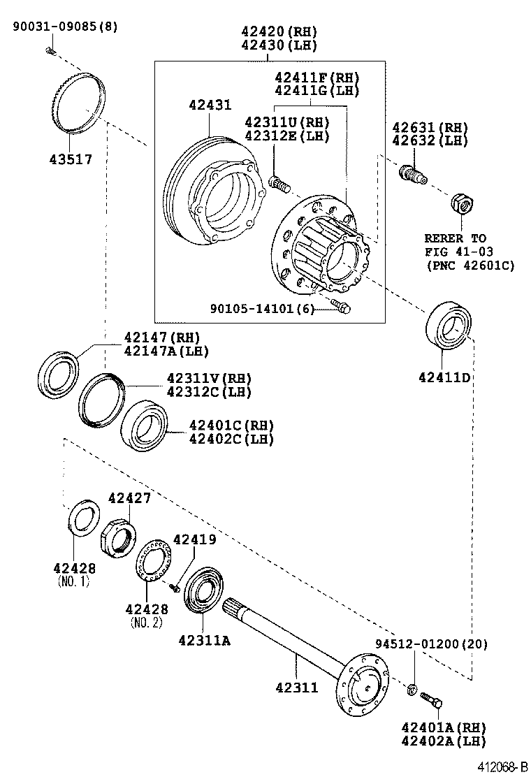 42420-39155 HUB (OR SHAFT) & BRAKE DRUM REAR AXLE, RH product image