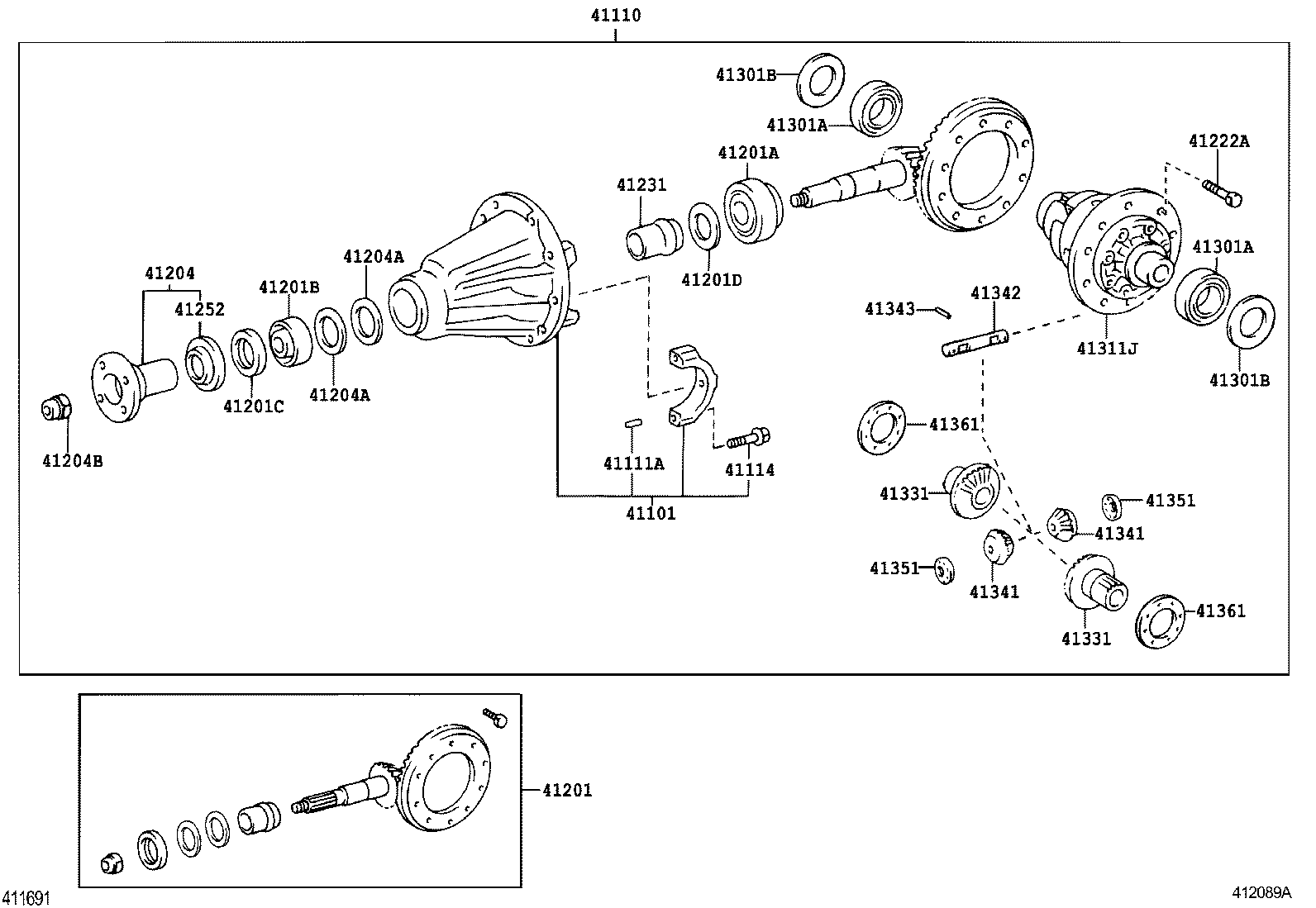 Toyota 41342-34012 SHAFT, REAR DIFFERENTIAL PINION