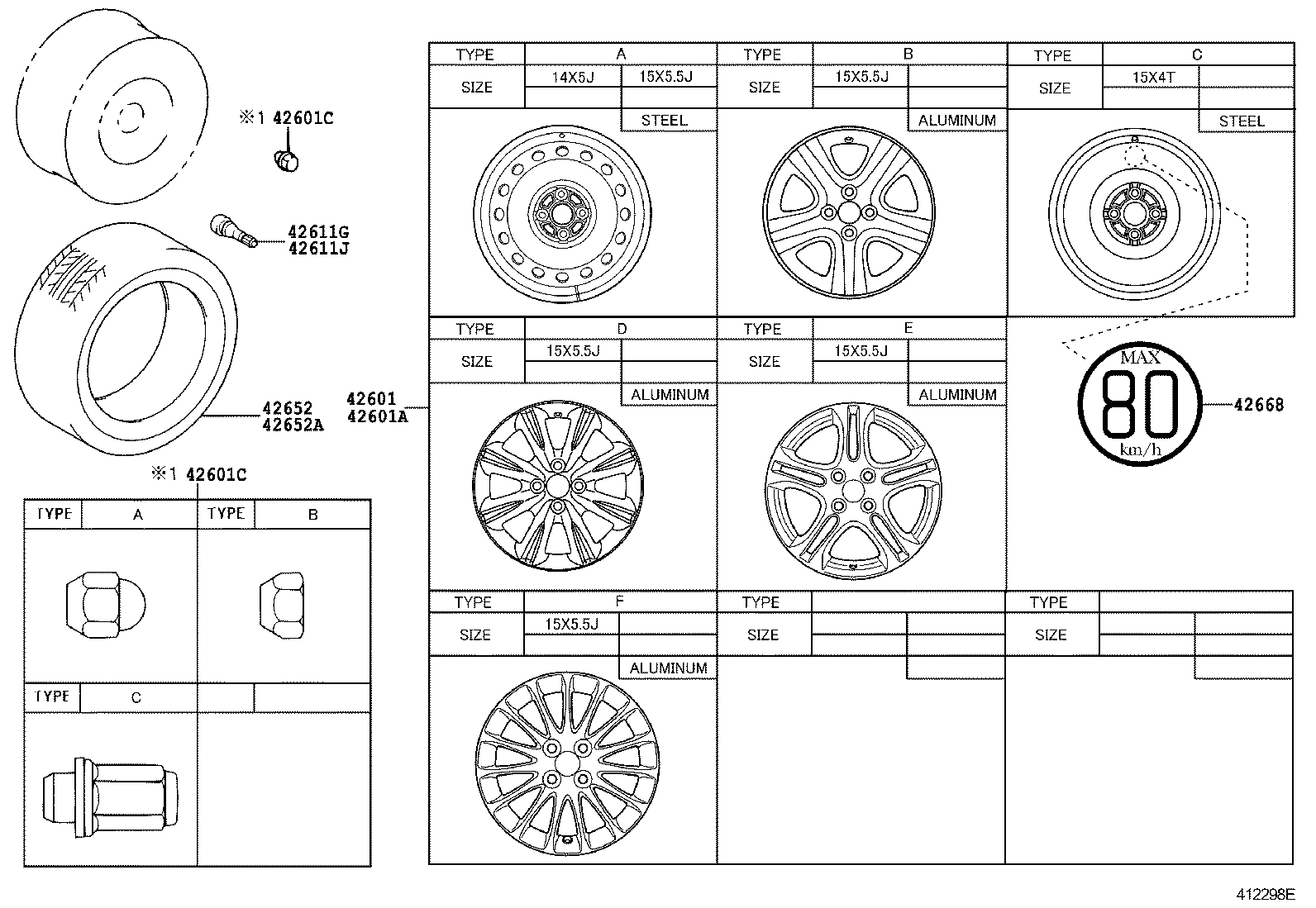 Toyota 42602-0D100 CAP, WHEEL