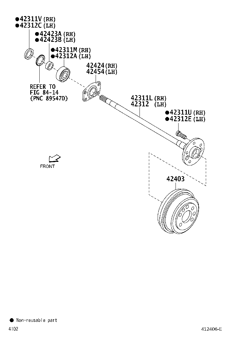 Toyota 42311-B4010 SHAFT, REAR AXLE, RH