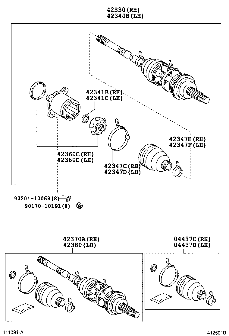42370-29647 SHAFT ASSY, REAR DRIVE OUTBOARD JOINT, RH product image