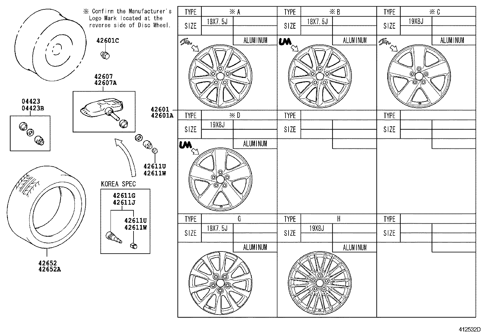 Toyota 90942-01111 NUT, HUB (FOR AXLE)
