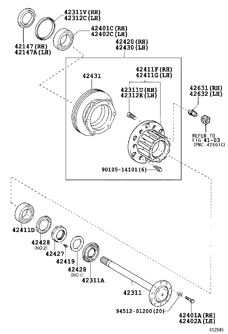 42402-37050 HUB, REAR AXLE, LH product image