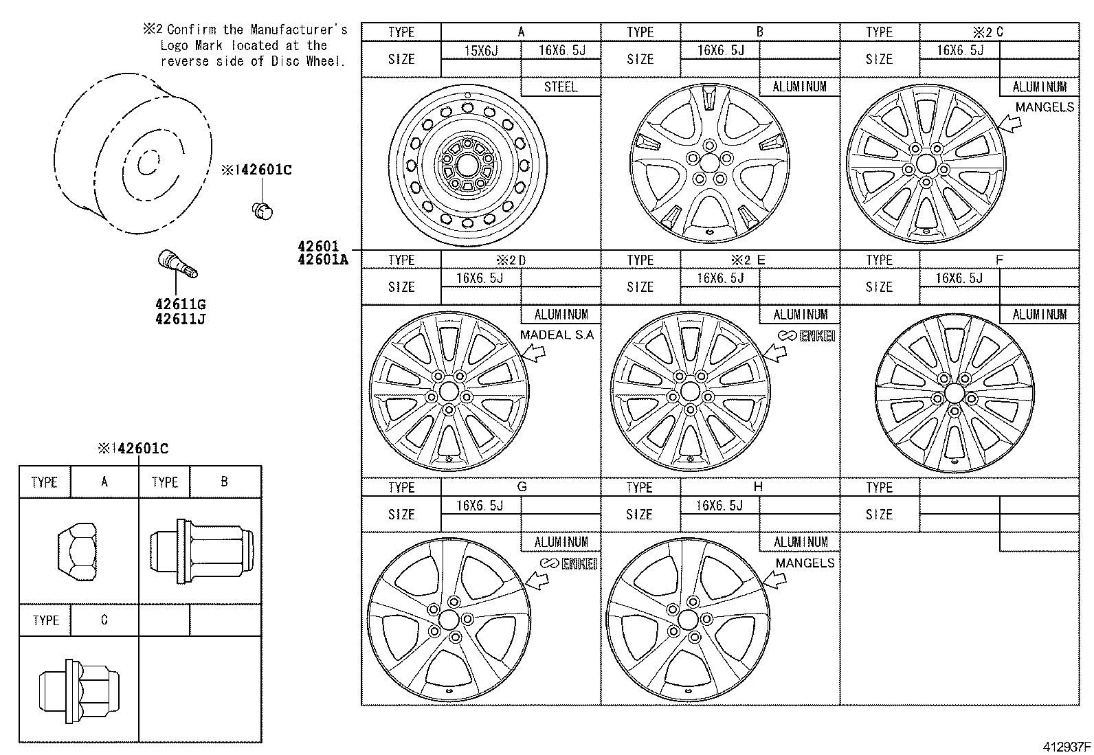 Toyota 42602-02300 CAP, WHEEL