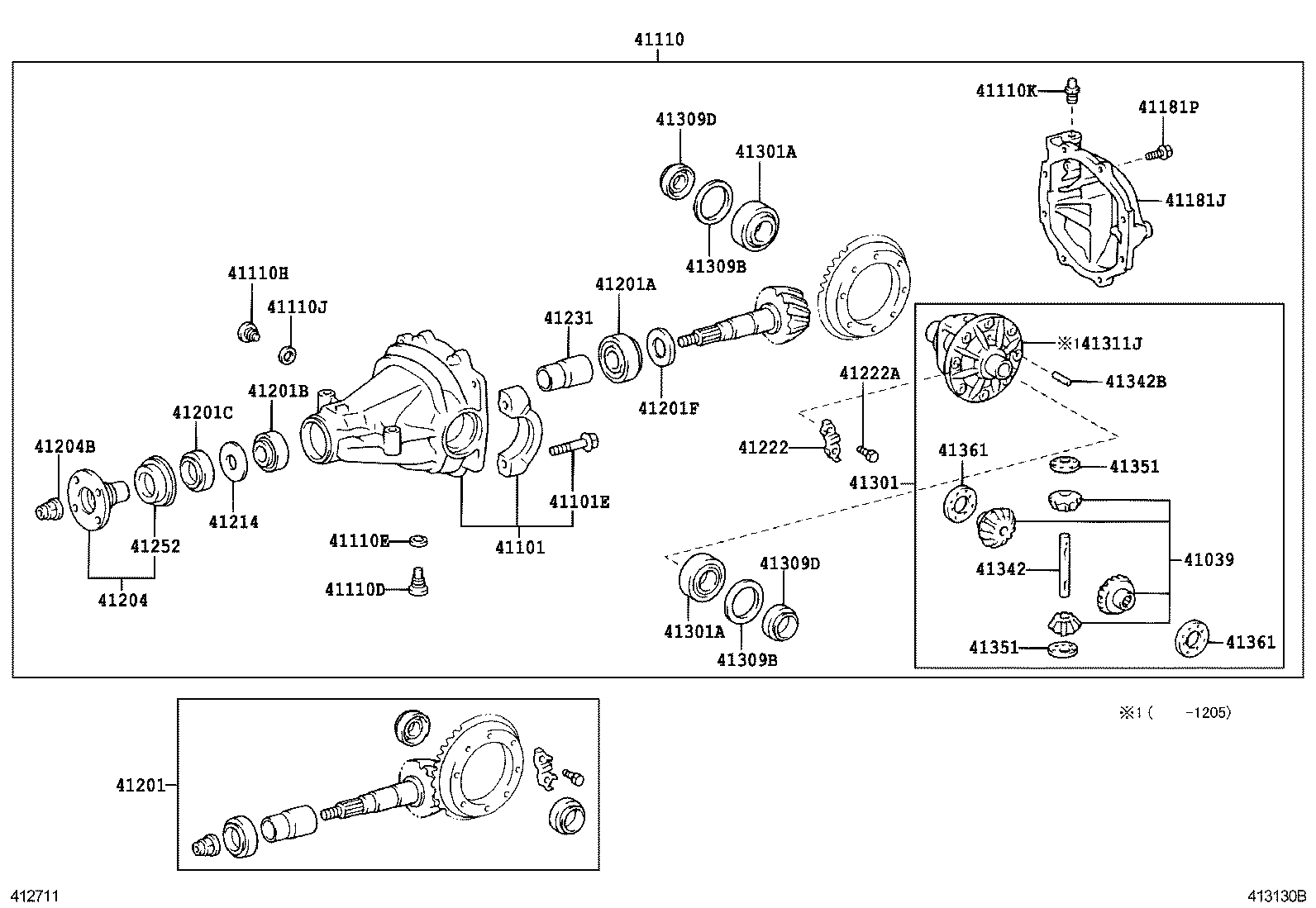 41110-21071 CARRIER ASSY, DIFFERENTIAL, REAR product image