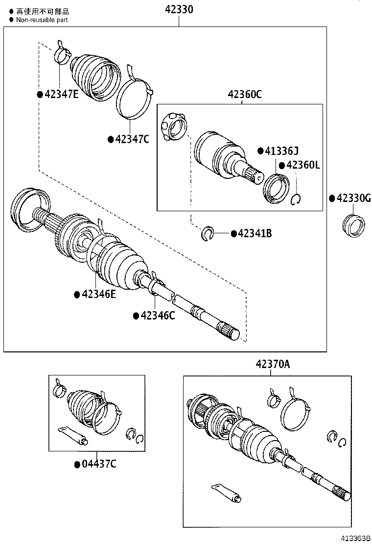 42410-52100 HUB & BEARING ASSY, REAR AXLE, RH product image