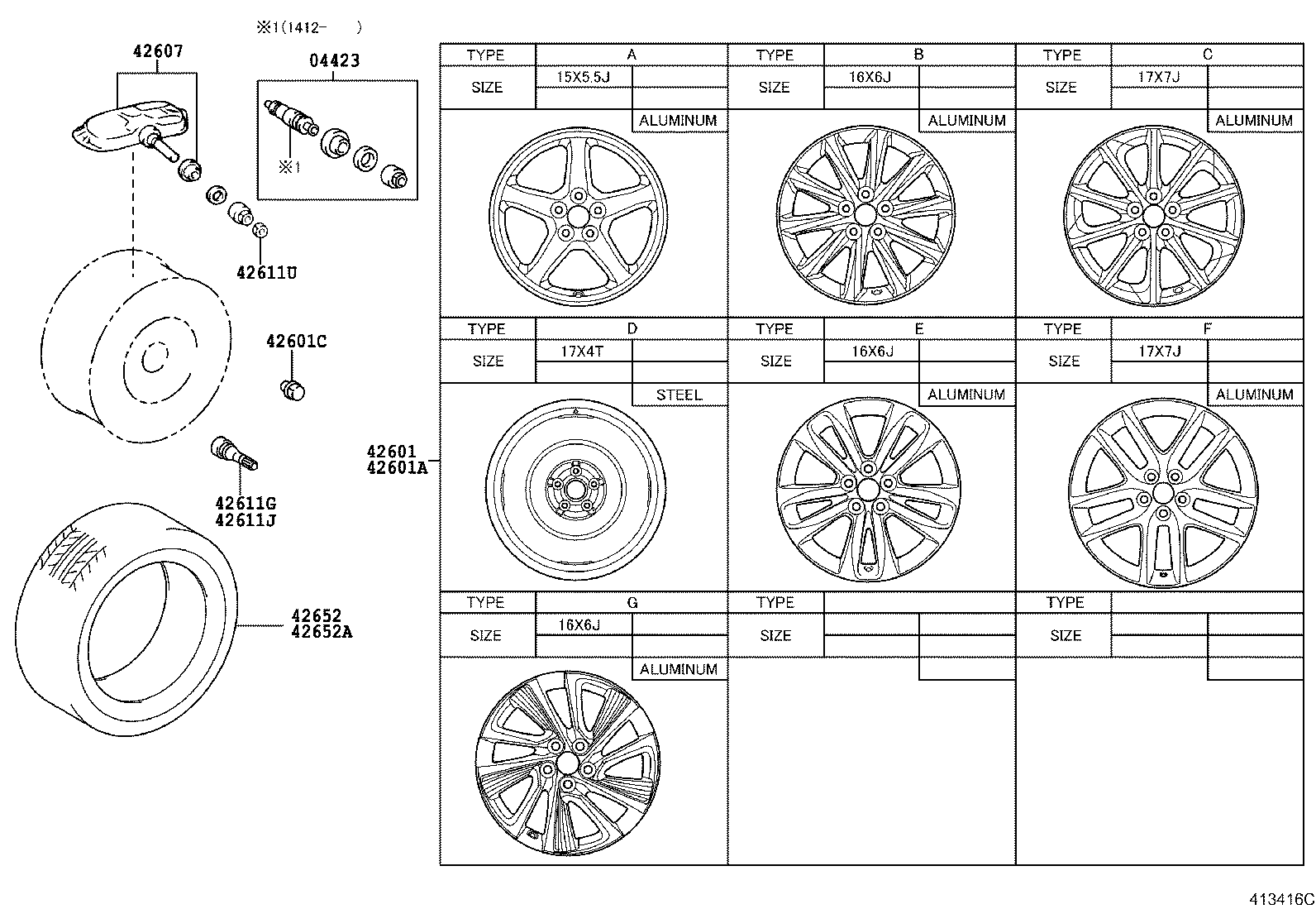 42601-76010 WHEEL, DISC (FOR SPARE) product image