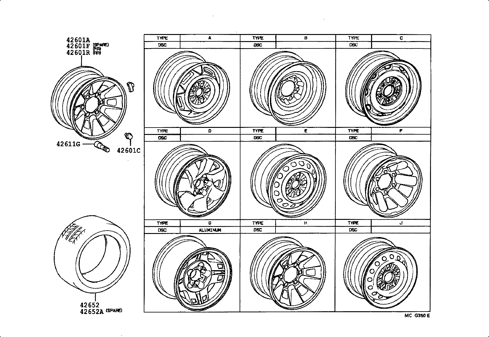 42601-04080 WHEEL, DISC (FOR SPARE) product image