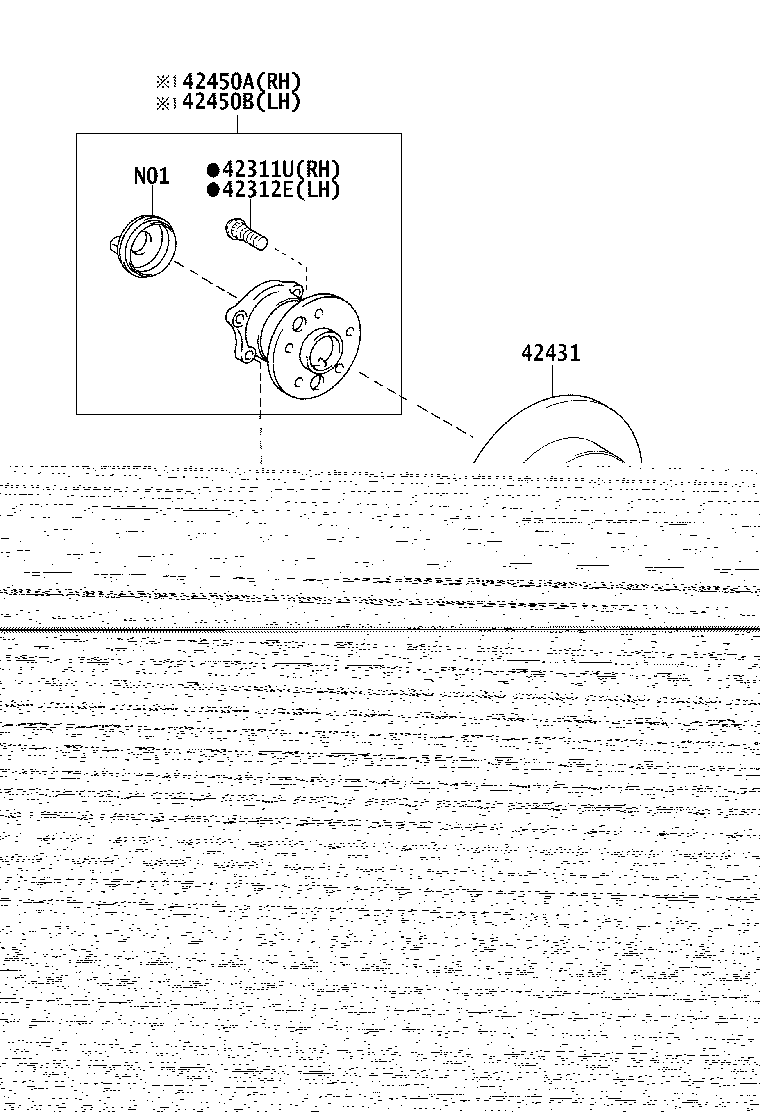42450-06150 HUB & BEARING ASSY, REAR AXLE, RH product image