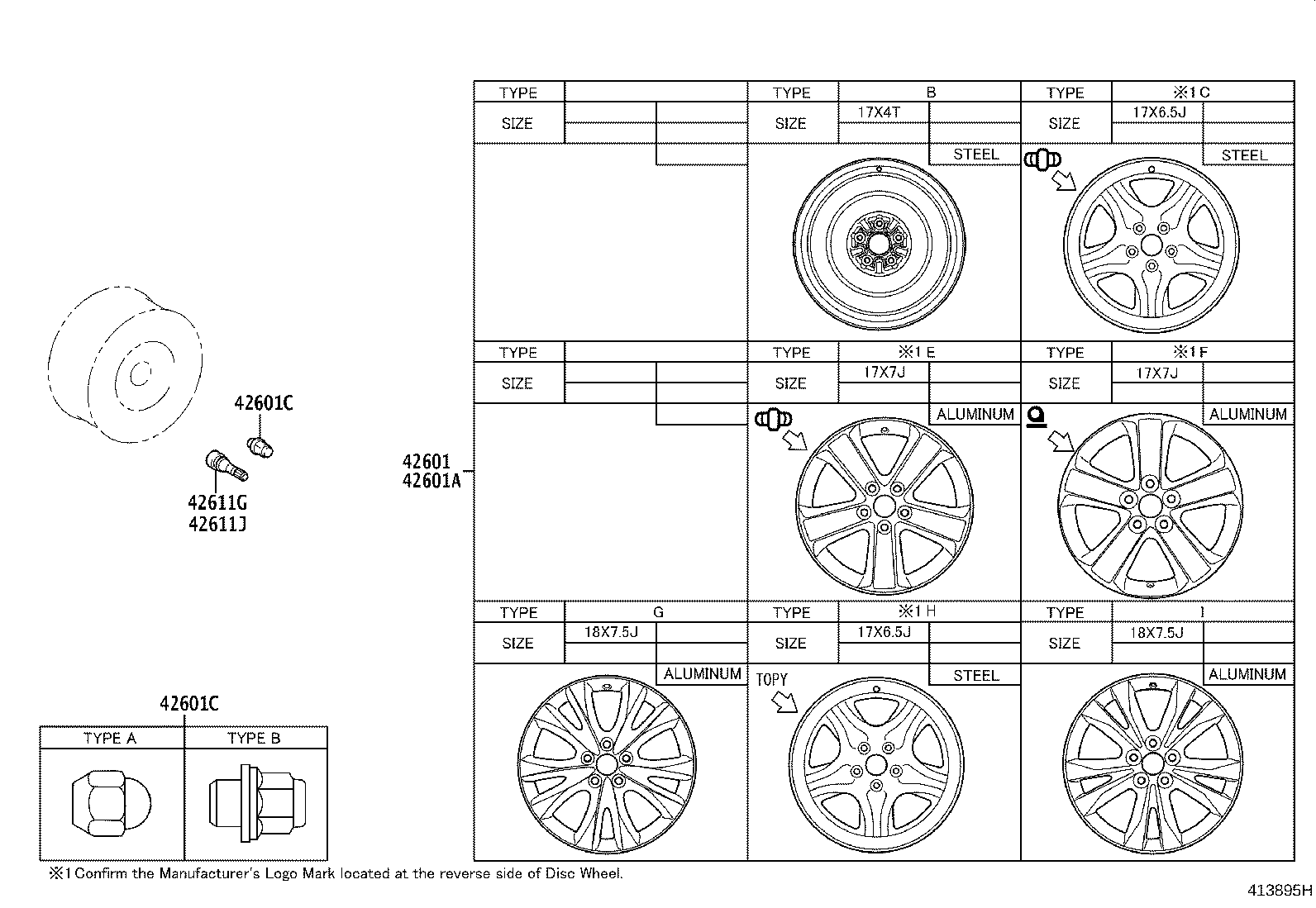 Toyota 42602-42020 CAP, WHEEL