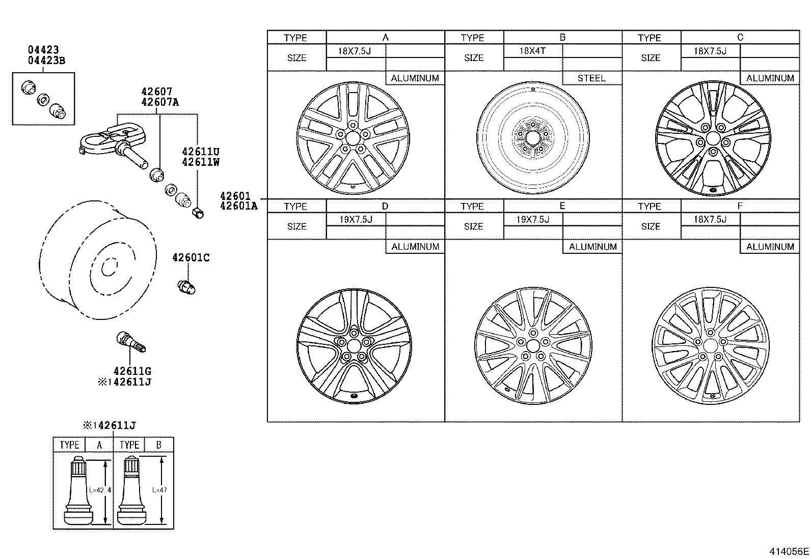 Toyota 04423-0C170 FITTING KIT, TIRE PRESSURE MONITOR OR BALANCER VALVE