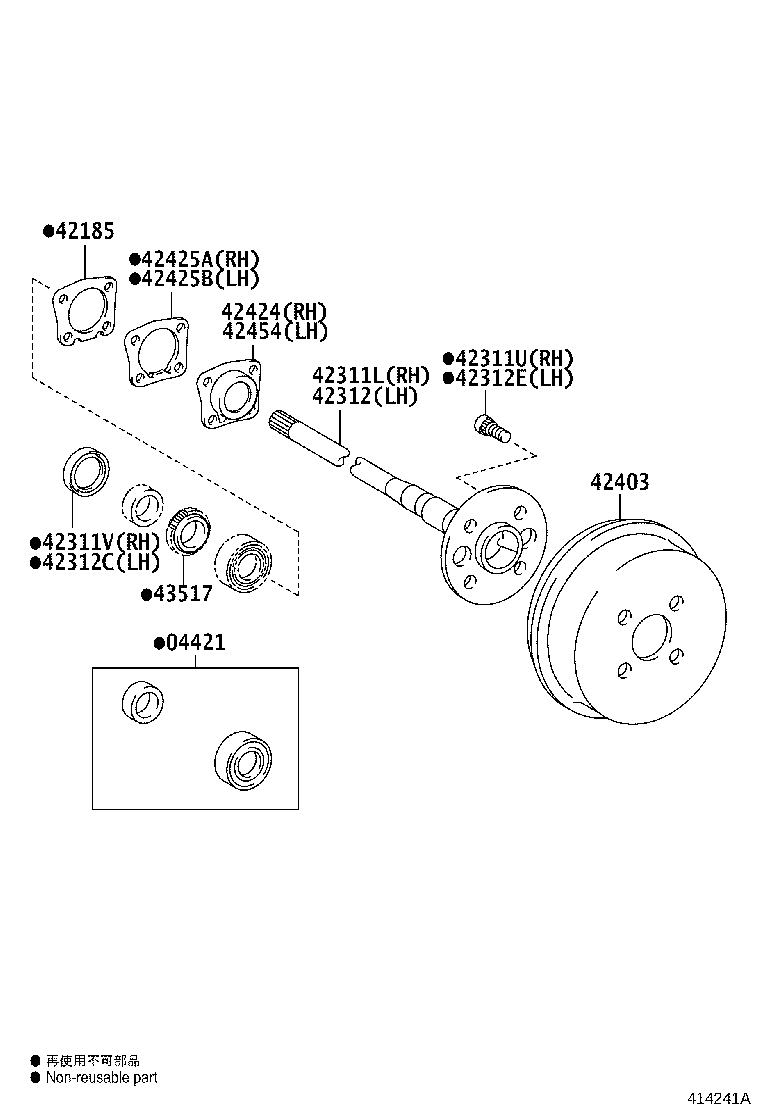 42450-52130 HUB & BEARING ASSY, REAR AXLE, RH product image