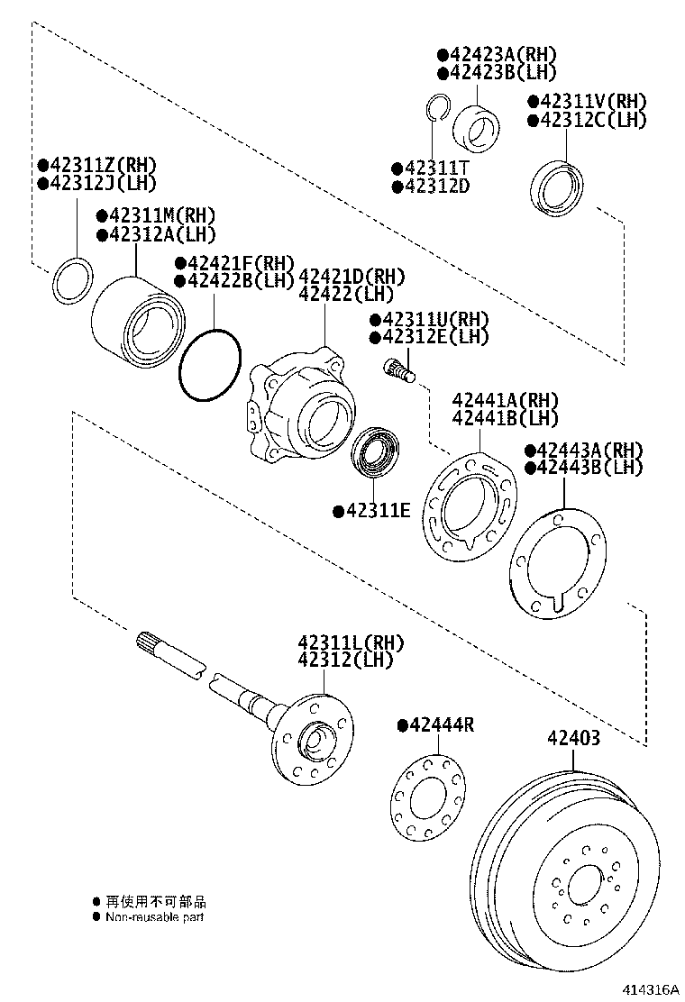Toyota 42311-KK030 SHAFT, REAR AXLE, RH