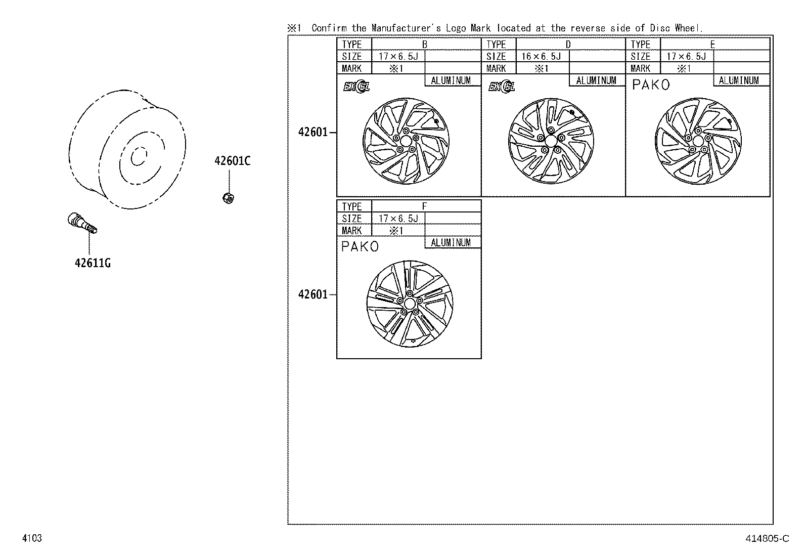 42611-B4070 WHEEL, DISC (FOR SPARE) product image
