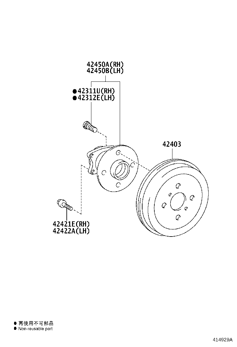 42410-0D080 HUB & BEARING ASSY, REAR AXLE, RH product image