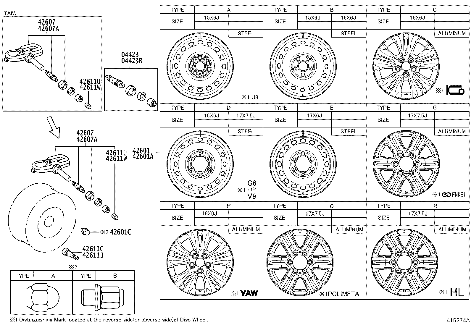 Toyota 4260B-0K360 ORNAMENT SUB-ASSY, WHEEL HUB