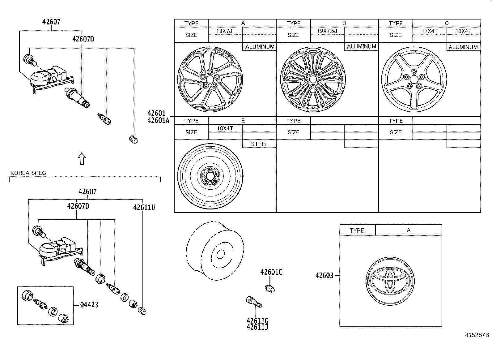 Toyota 4261B-42020 WHEEL, DISC (FOR SPARE)