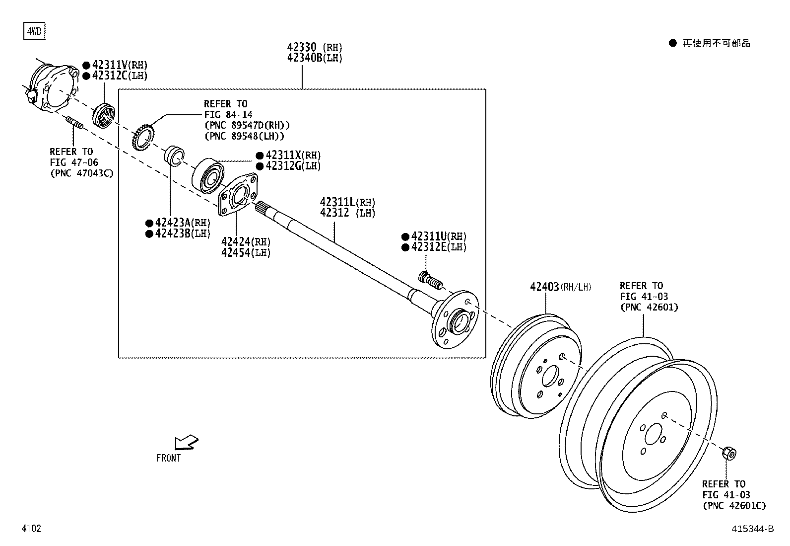 42410-B2102 HUB & BEARING ASSY, REAR AXLE, RH product image