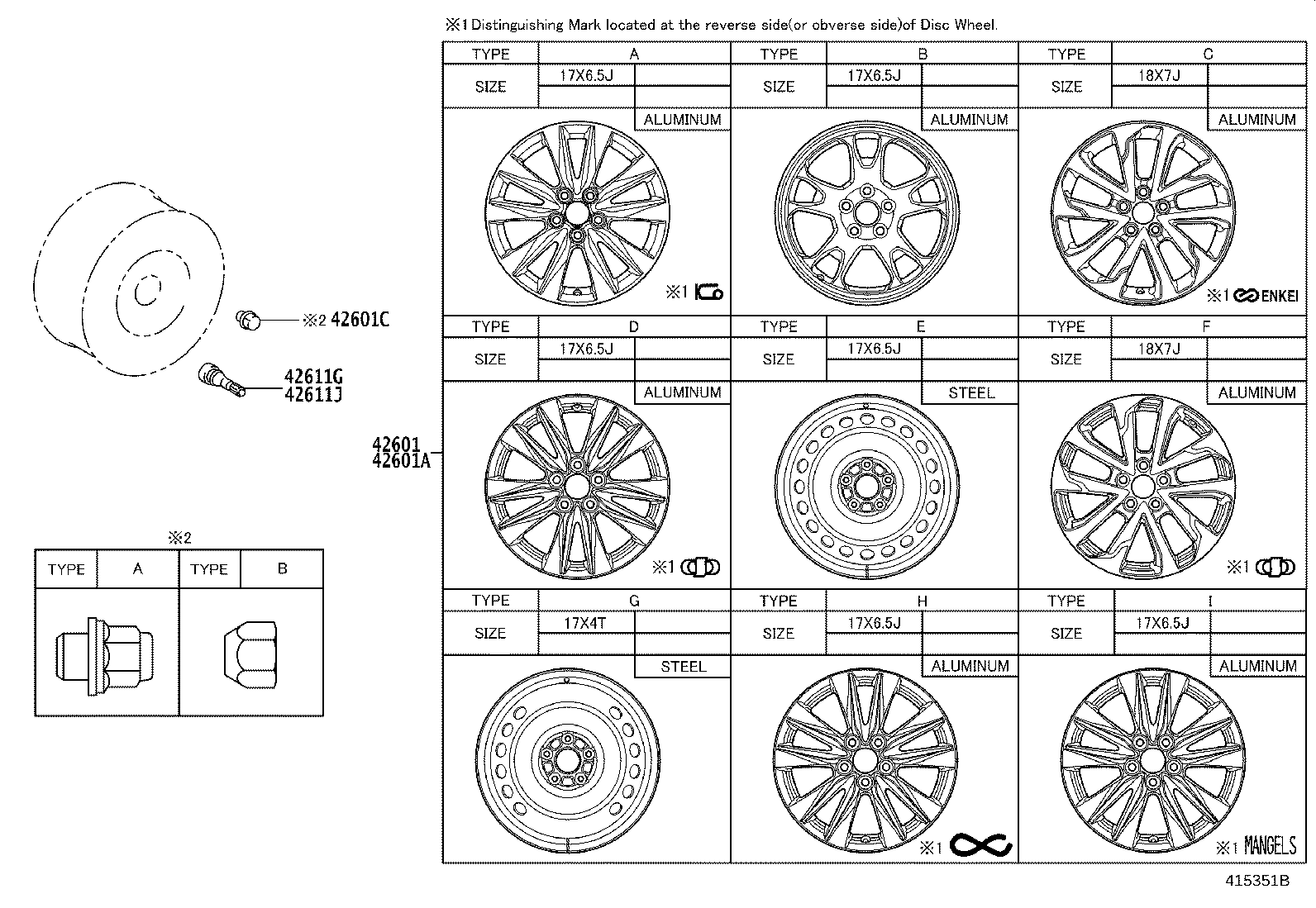 4261B-0A030 WHEEL, DISC (FOR SPARE) product image