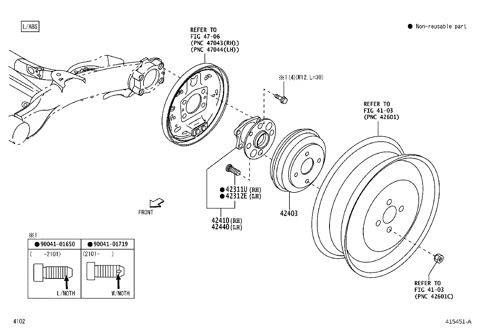 42410-BZ040 HUB & BEARING ASSY, REAR AXLE, RH product image