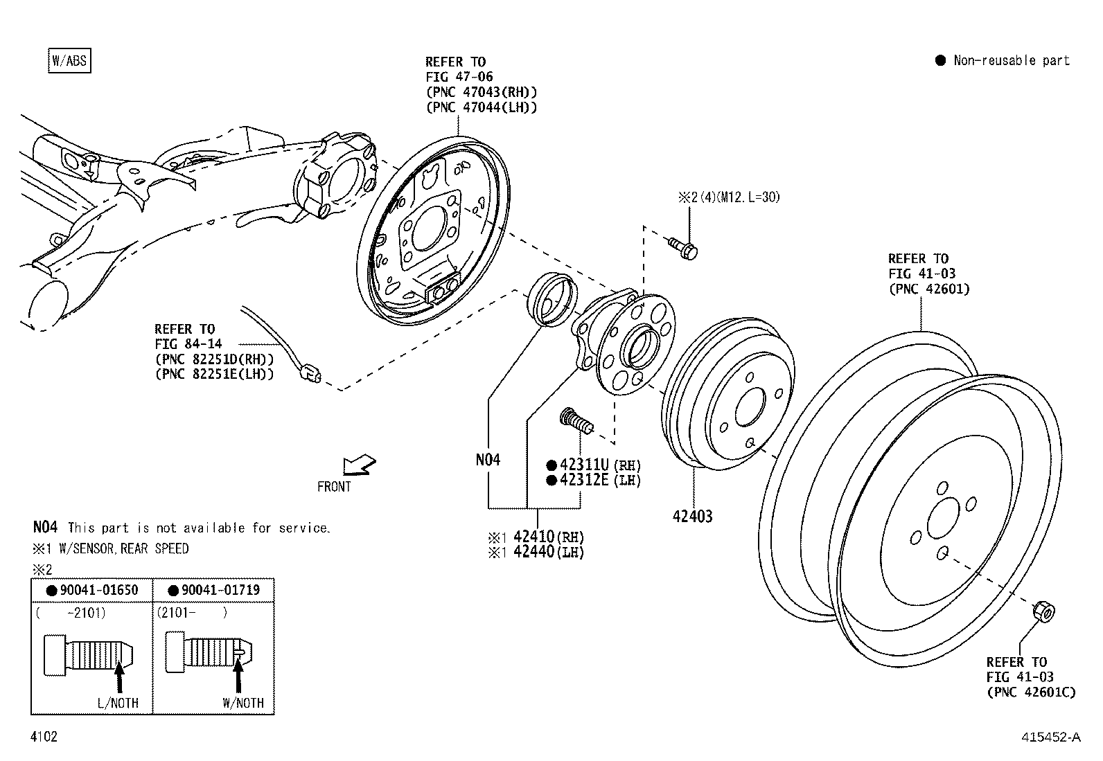 42410-BZ040 HUB & BEARING ASSY, REAR AXLE, RH product image