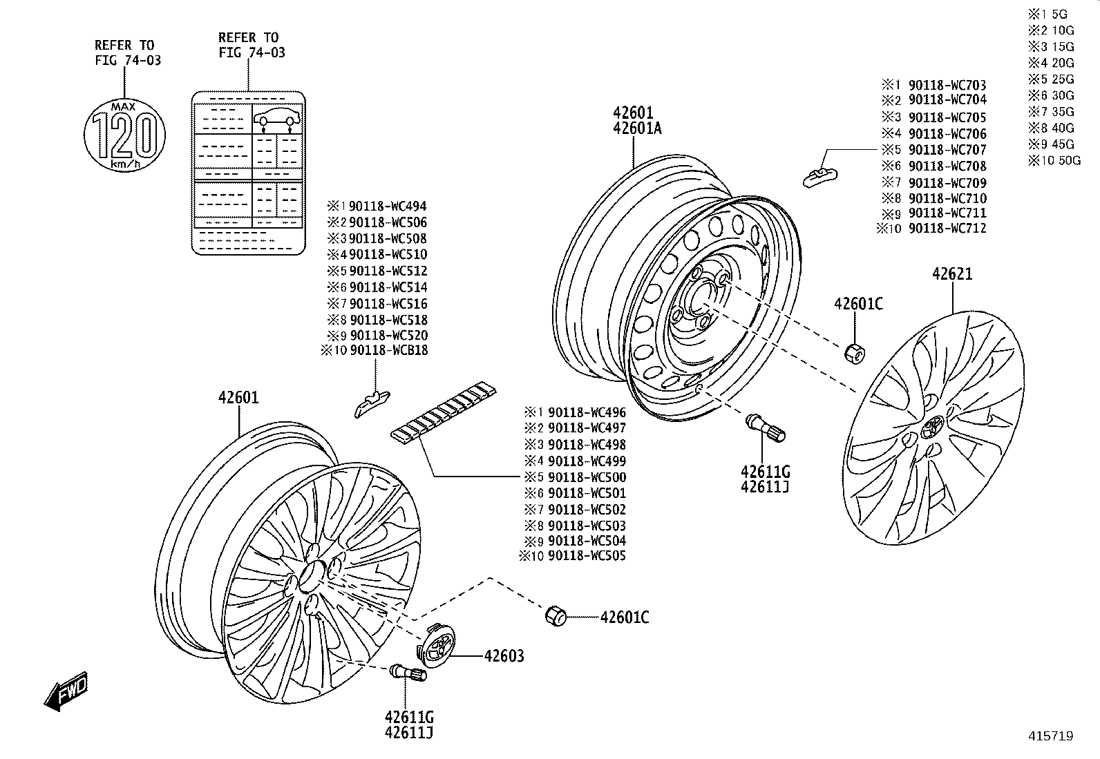 42602-WC003 CAP, WHEEL product image