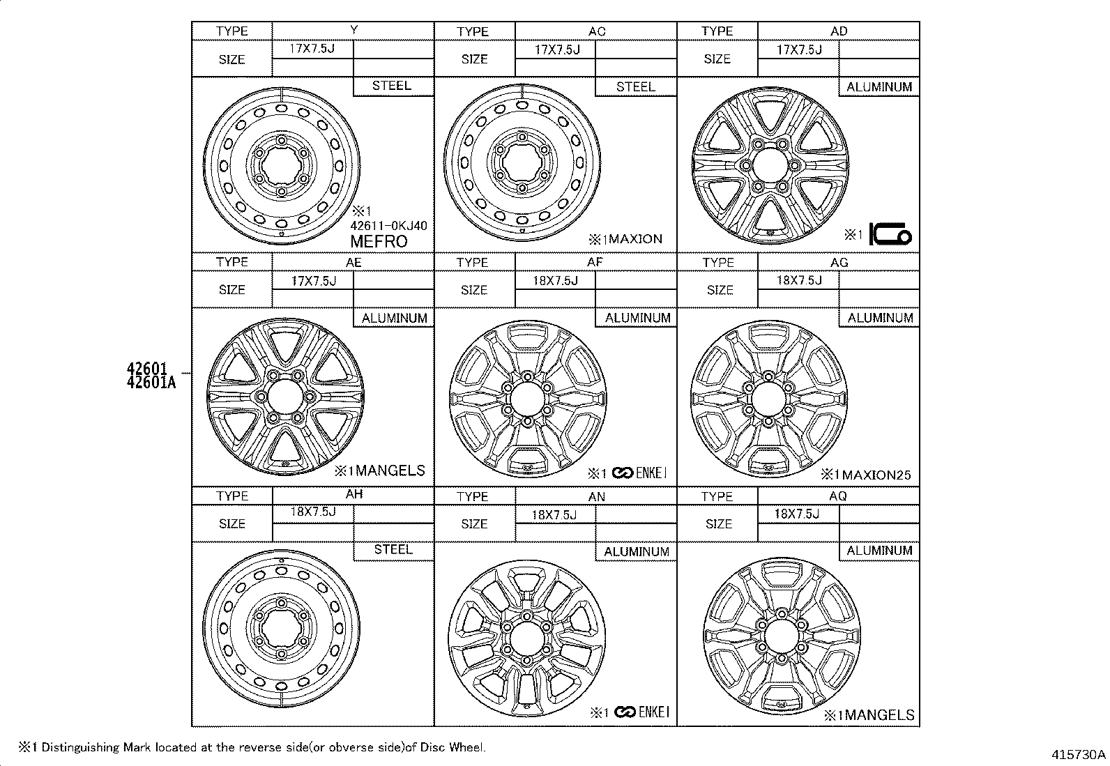 Toyota 4260B-0K130 ORNAMENT SUB-ASSY, WHEEL HUB