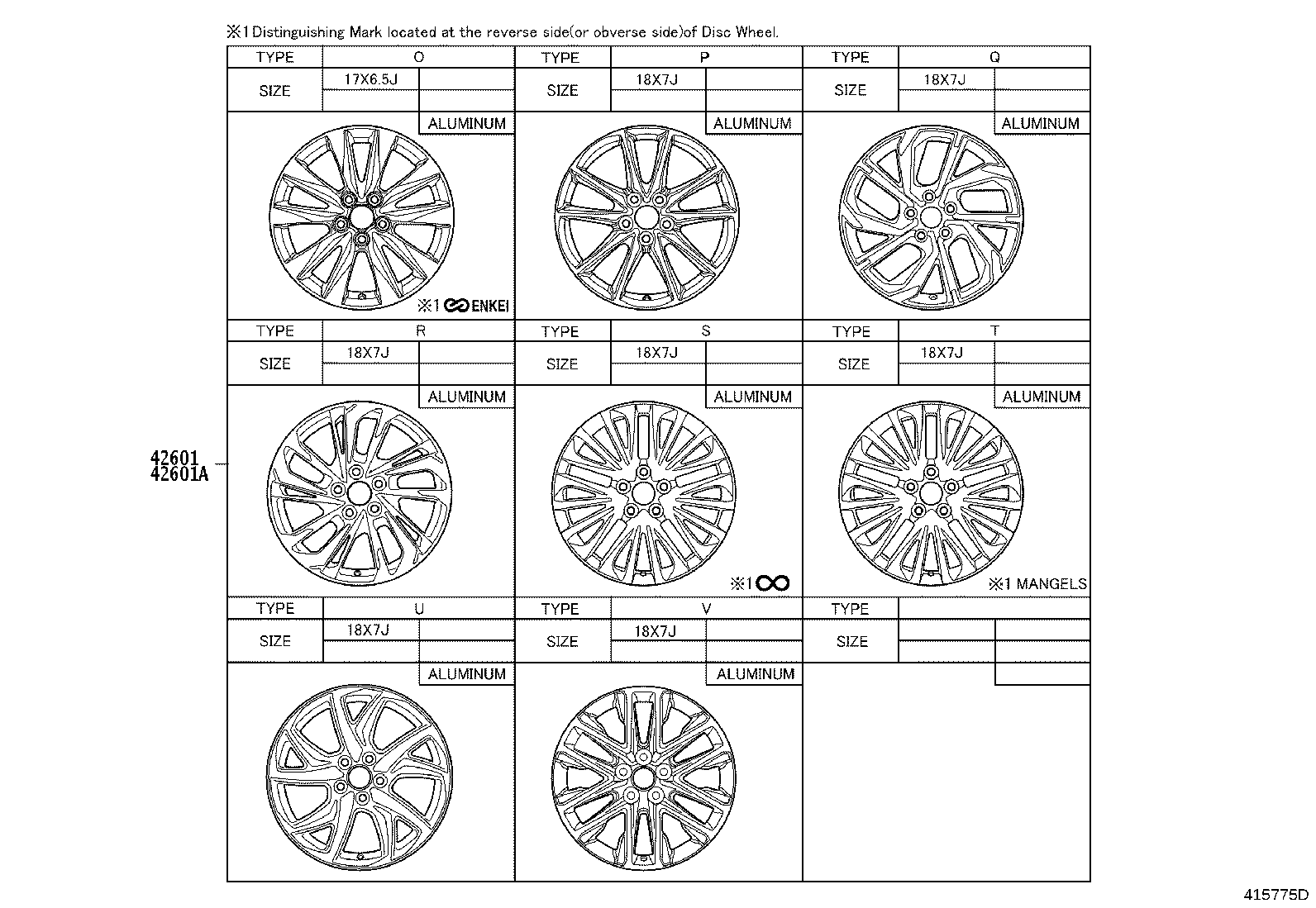 4261B-0A030 WHEEL, DISC (FOR SPARE) product image
