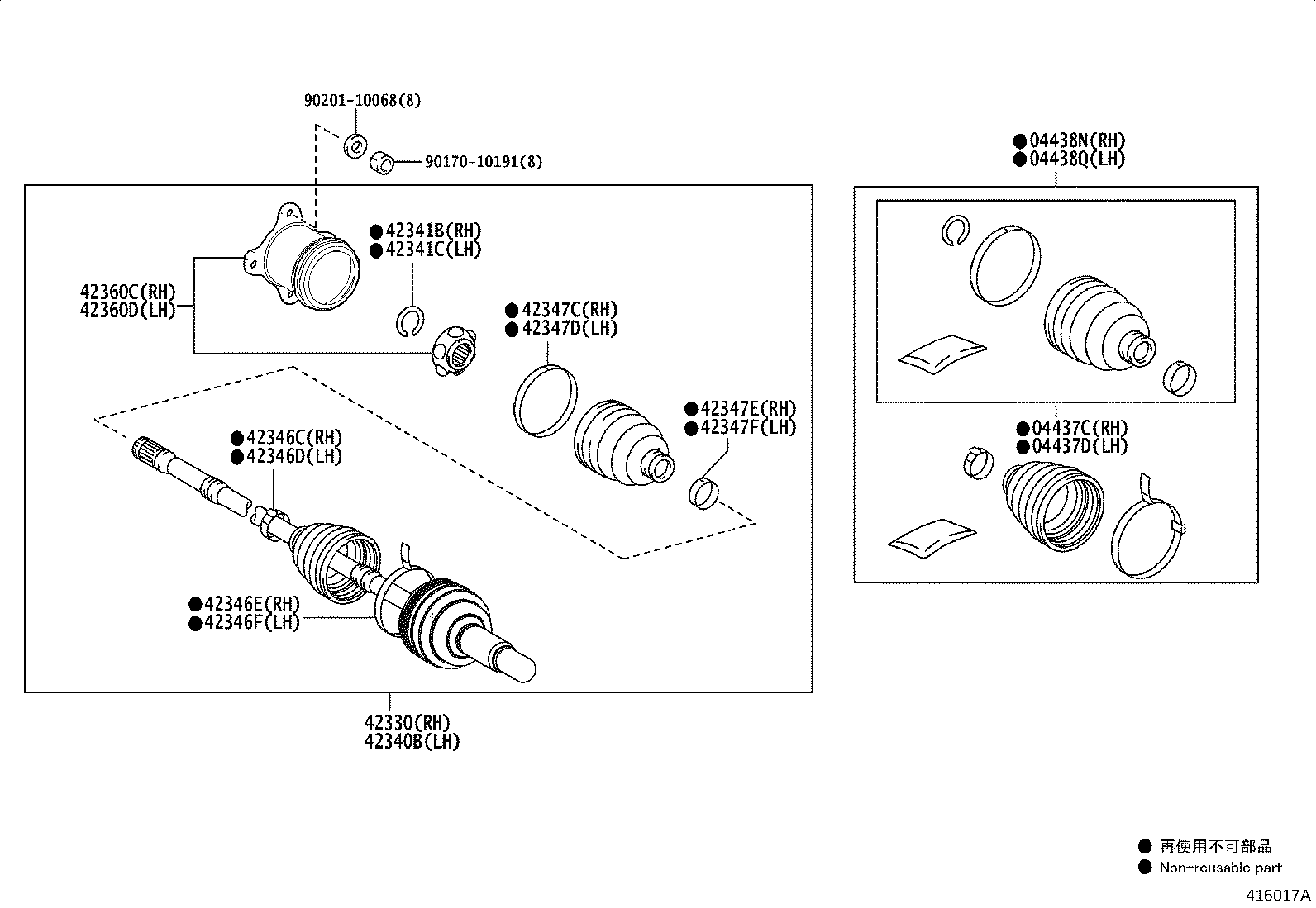 42450-52160 HUB & BEARING ASSY, REAR AXLE, RH product image