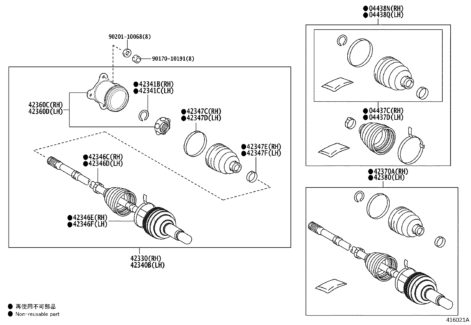 42450-76050 HUB & BEARING ASSY, REAR AXLE, RH product image