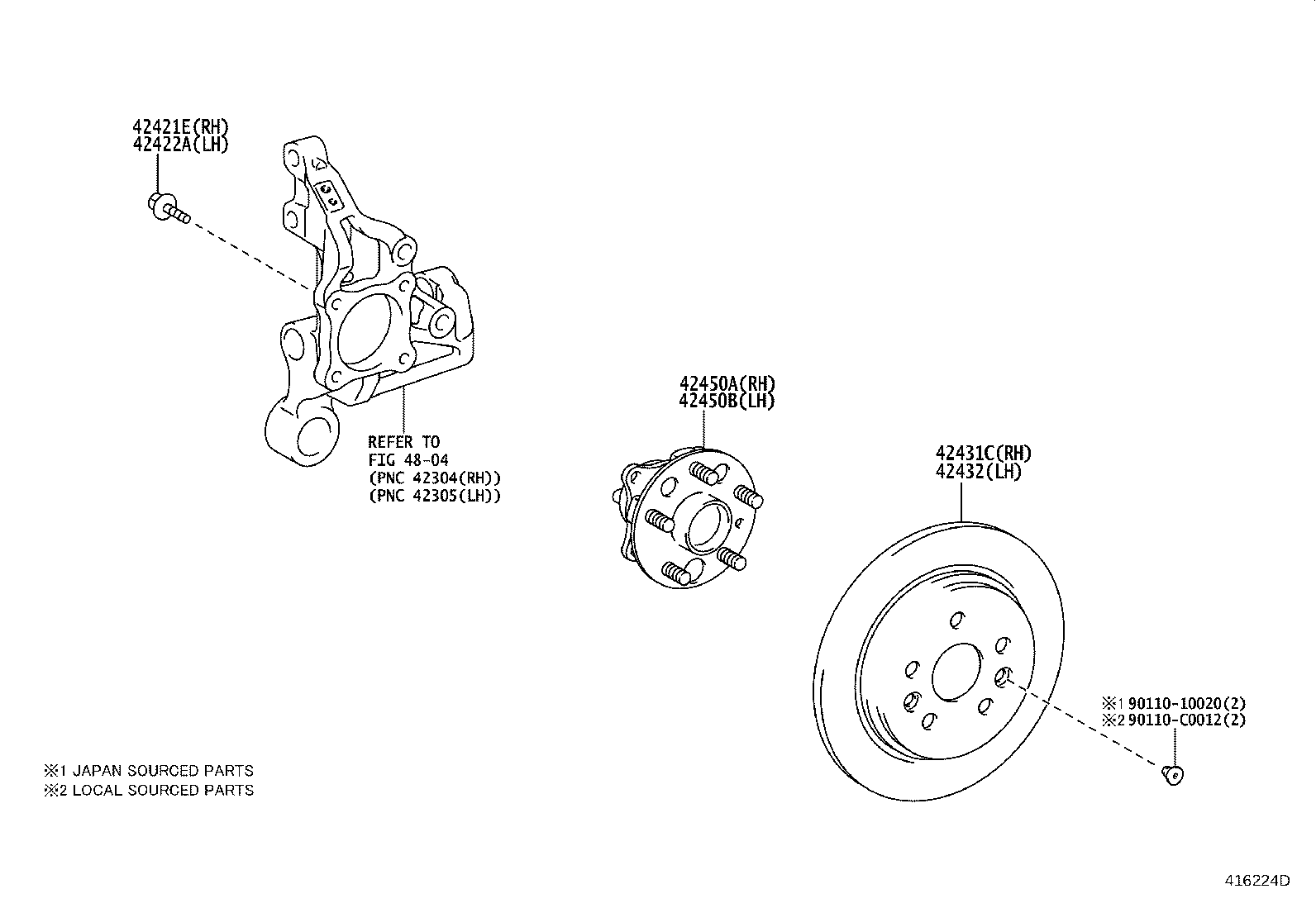 42450-03011 HUB & BEARING ASSY, REAR AXLE, RH product image