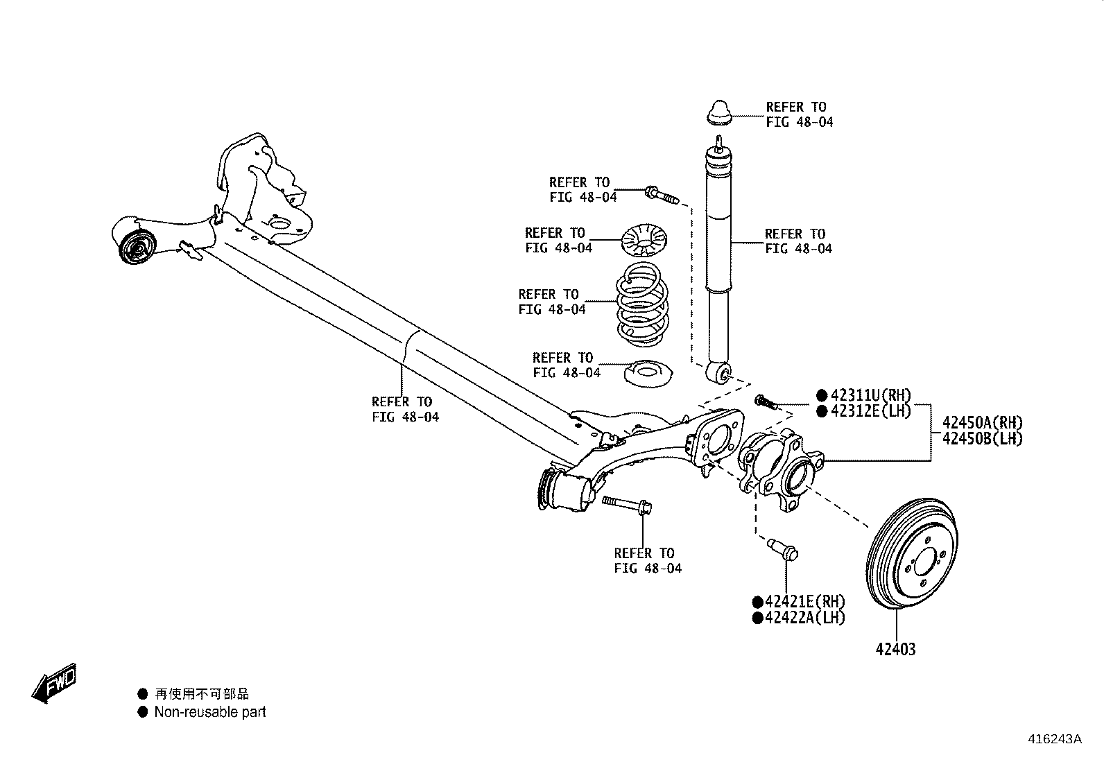 42410-WC010 HUB & BEARING ASSY, REAR AXLE, RH product image