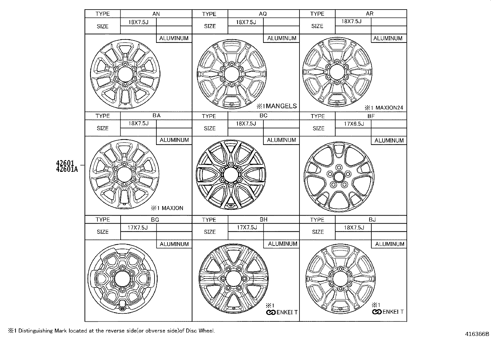 Toyota 42611-YP540 WHEEL, DISC