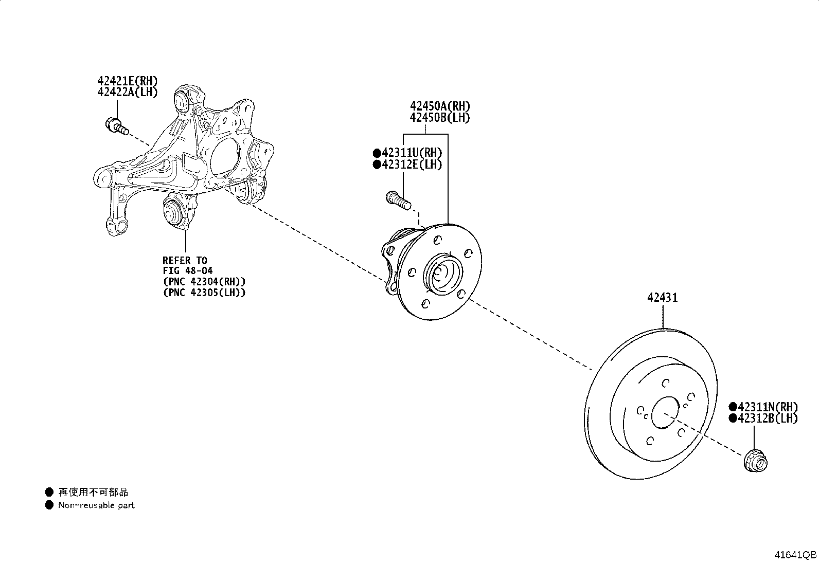 42450-F4051 HUB & BEARING ASSY, REAR AXLE, RH product image