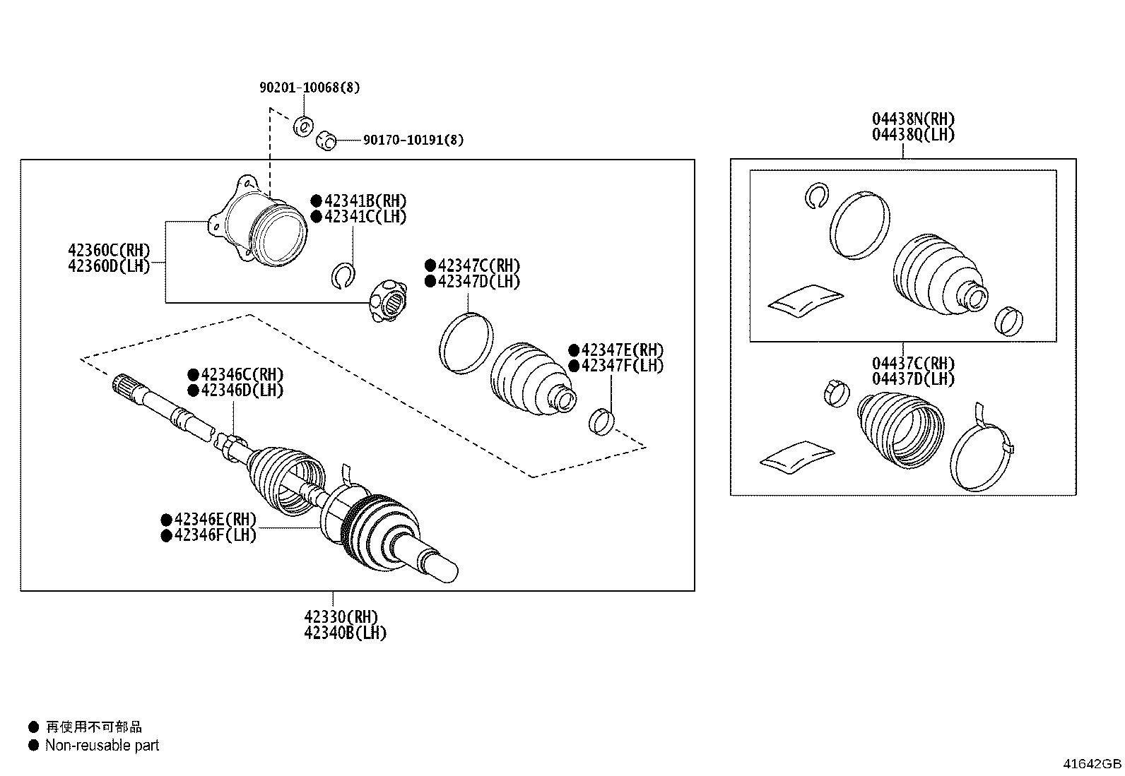 42410-47040 HUB & BEARING ASSY, REAR AXLE, RH product image