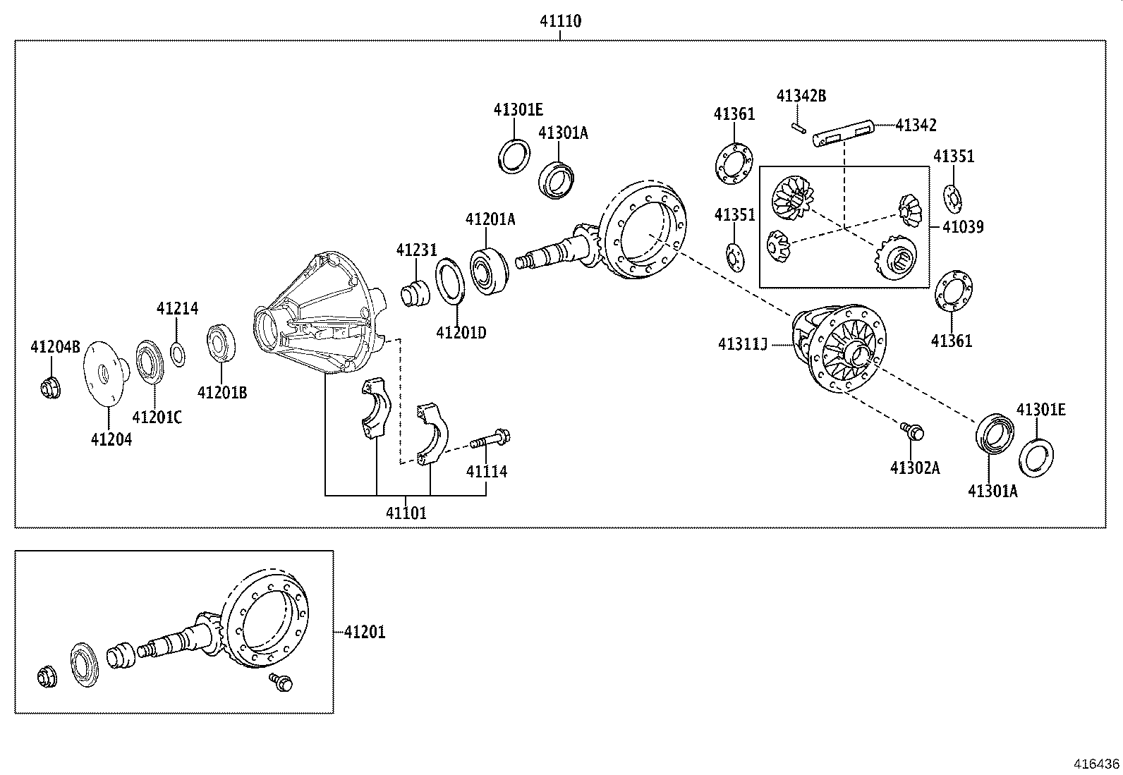 41110-04150 CARRIER ASSY, DIFFERENTIAL, REAR product image