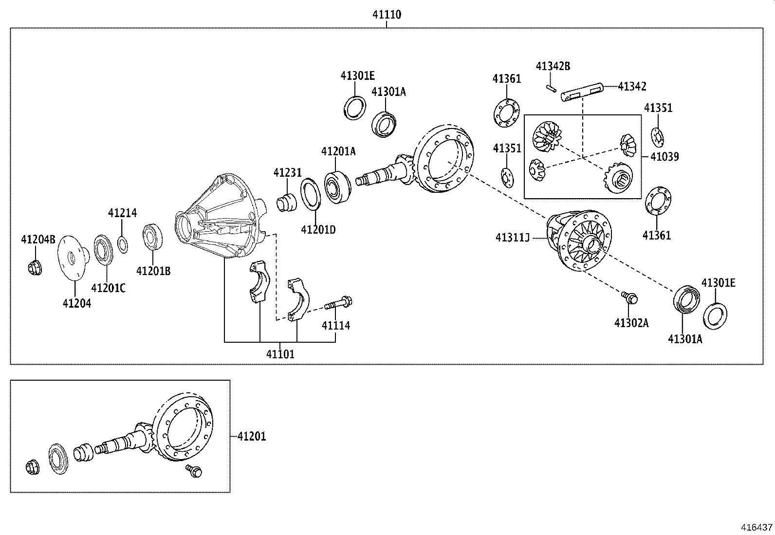 41110-04150 CARRIER ASSY, DIFFERENTIAL, REAR product image