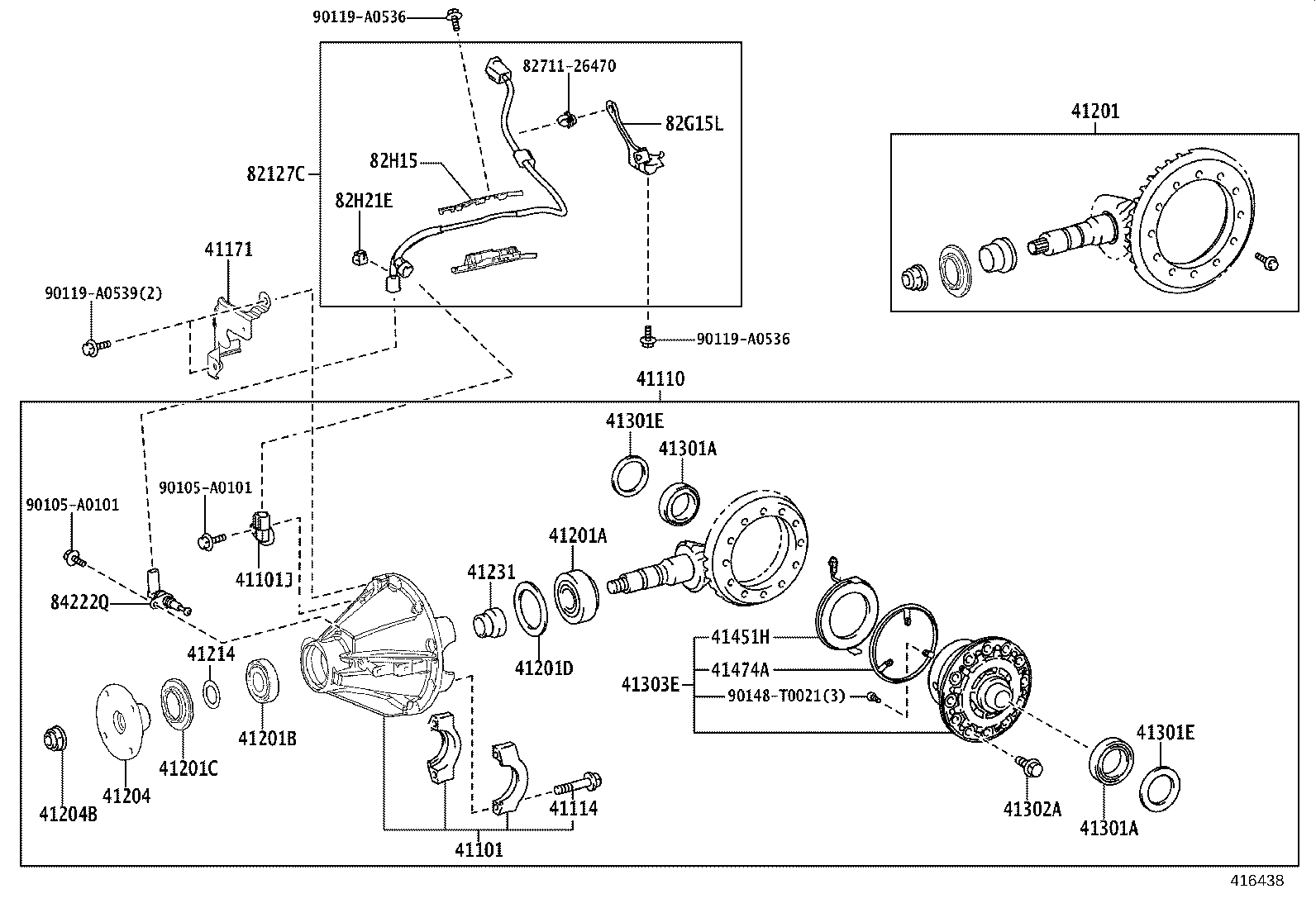 41110-04150 CARRIER ASSY, DIFFERENTIAL, REAR product image