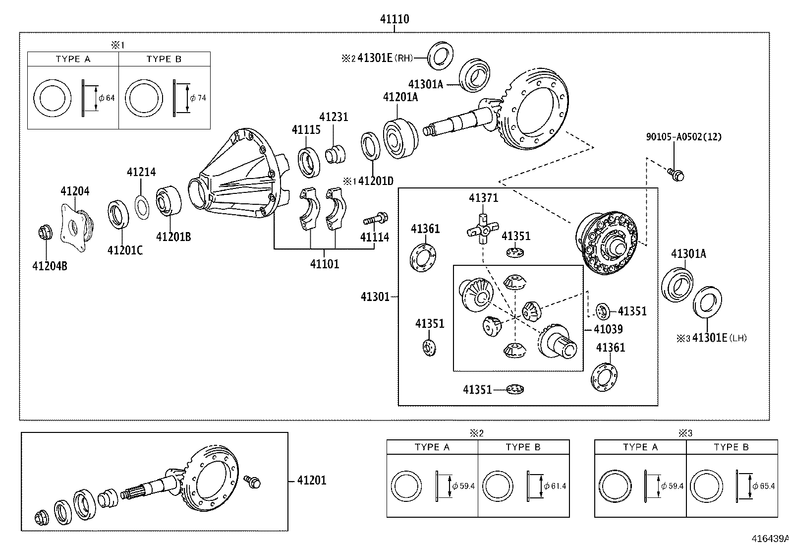 Toyota 41231-34060 SPACER, REAR DIFFERENTIAL DRIVE PINION BEARING